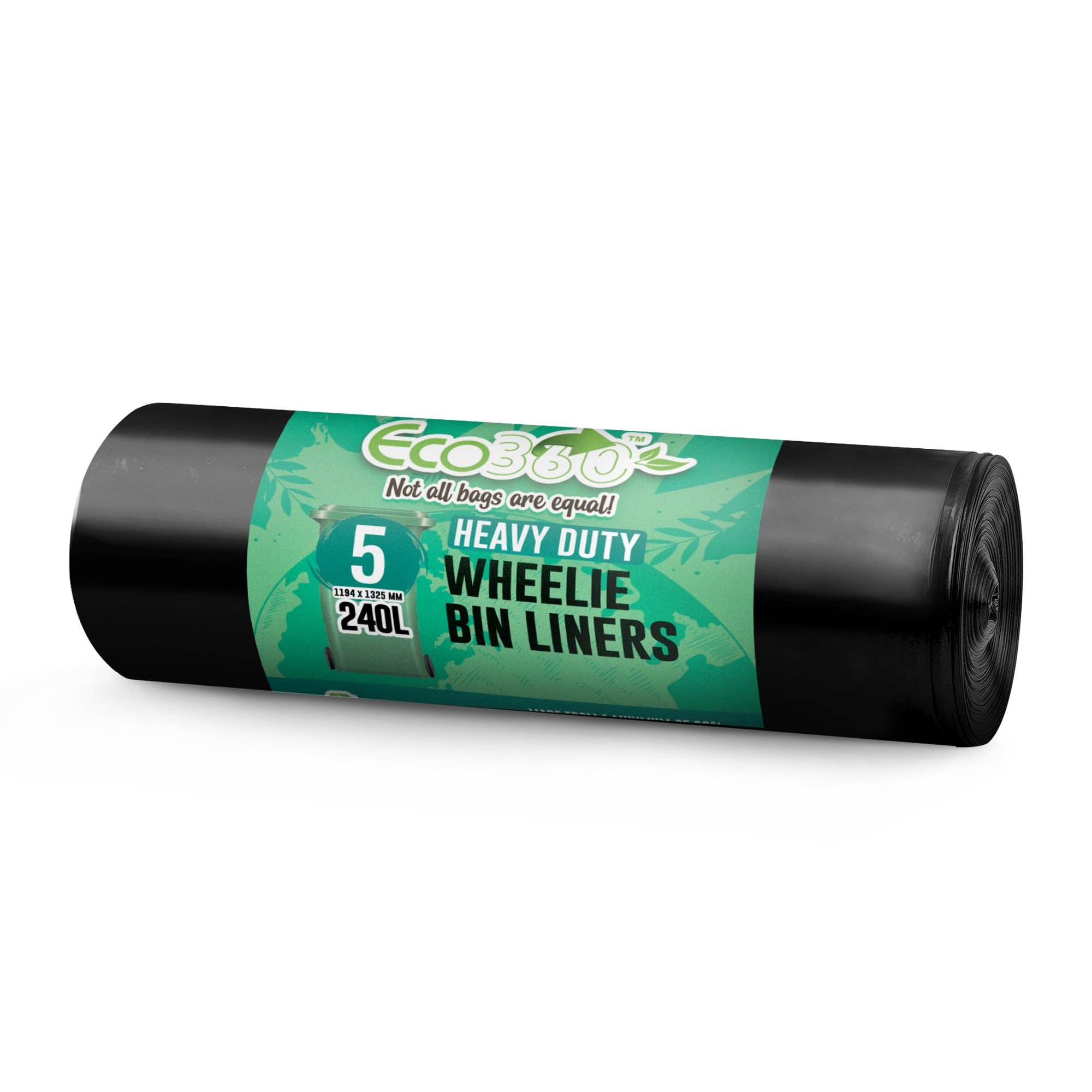 EcoBag Black 240L Heavy Duty Wheelie Bin Liners - Pack of 5