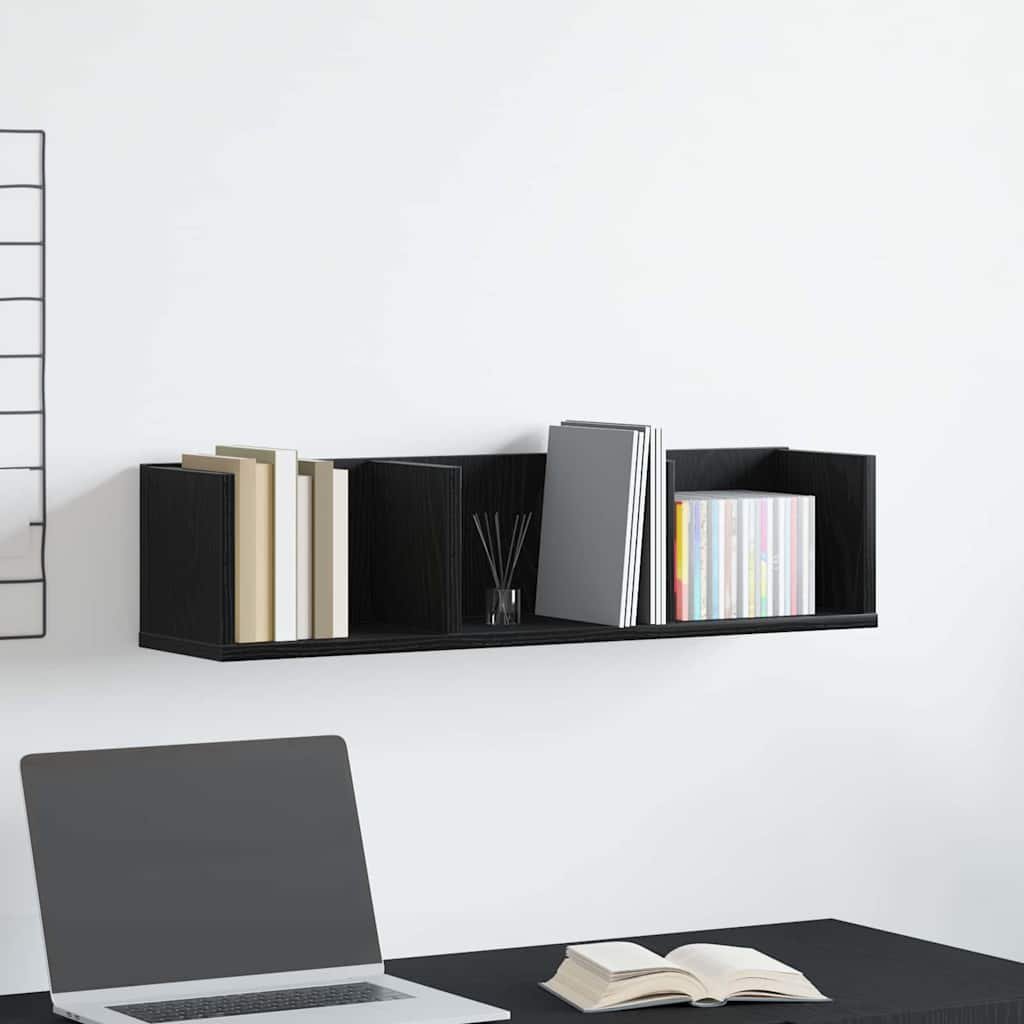 Walplus Engineered Wood Wall Shelf - Dark Oak - 75 x 18 x 18 cm