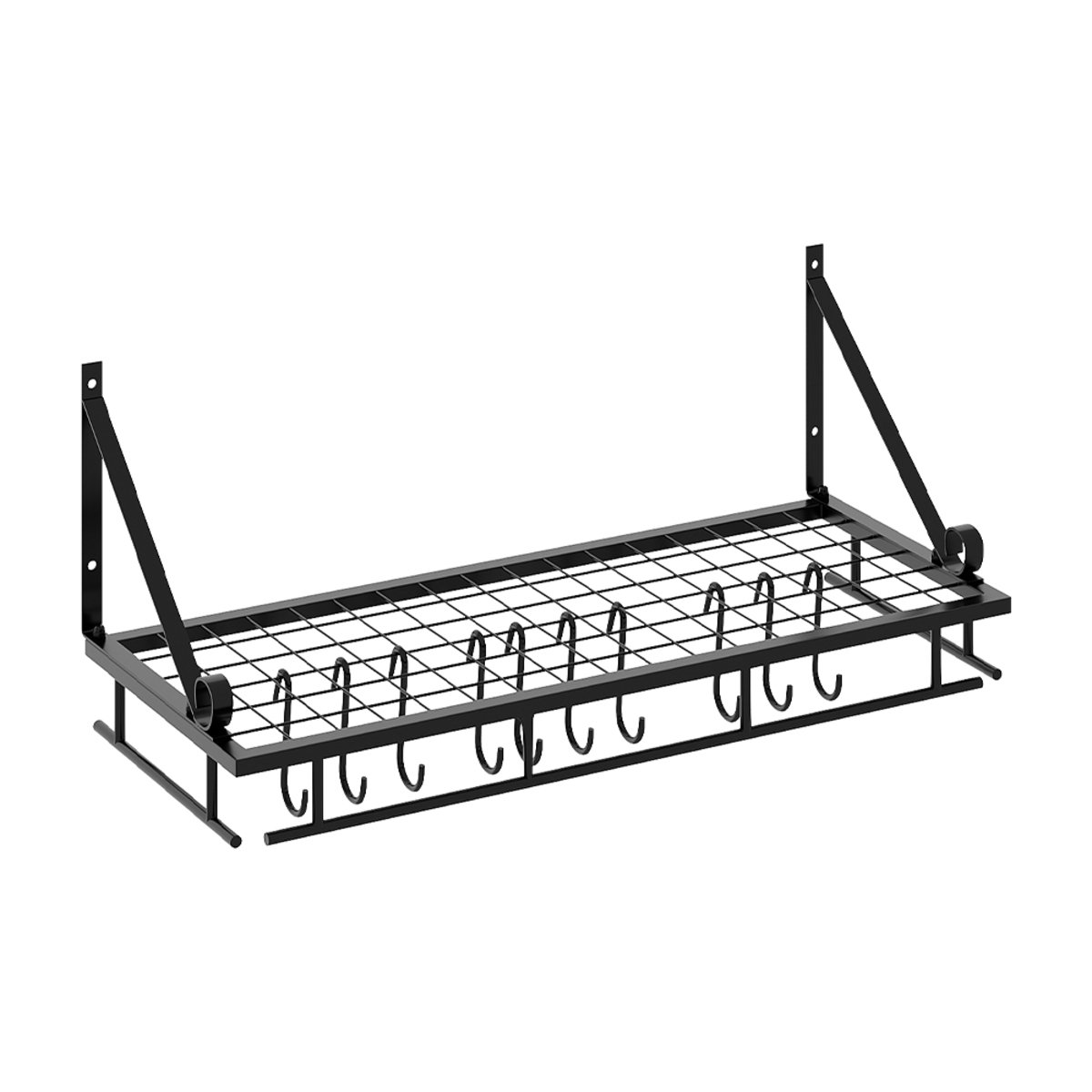 Living and Home Wall Mount Metal Pot Rack - Black