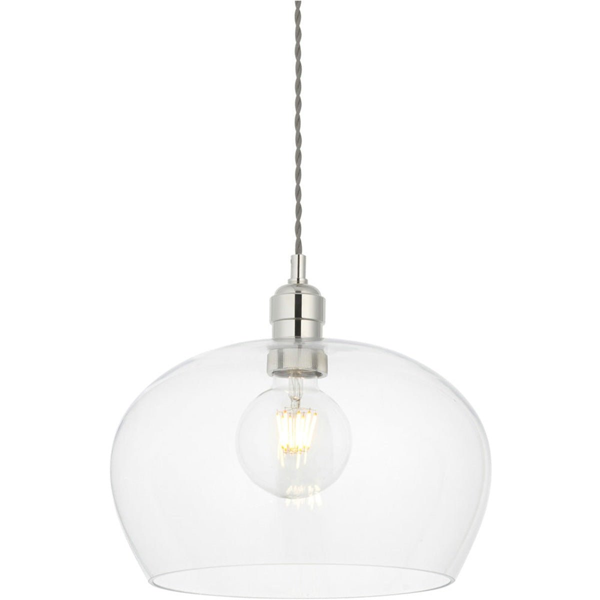 Loops Direct Clear Glass LED Pendant Light - Bright Nickel