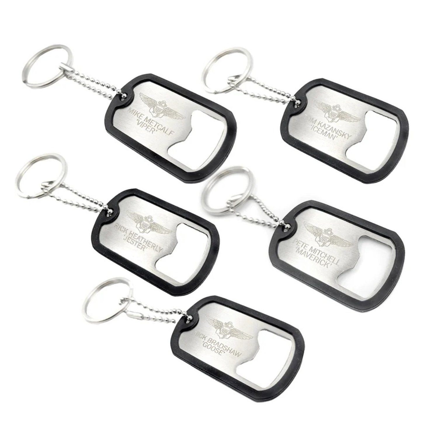 Dog Tag Bottle Opener 1 of 5 Designs Selected at Random - Silver
