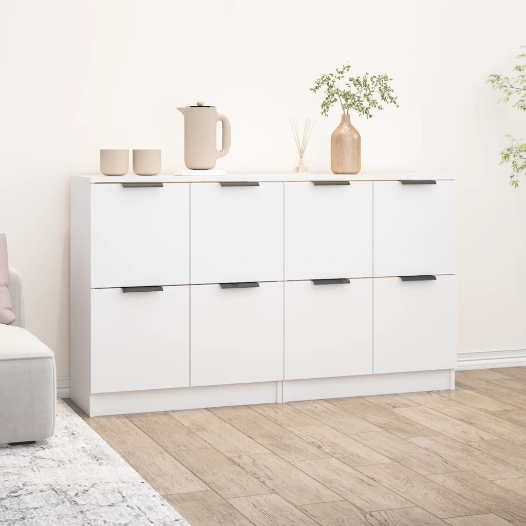 Walplus Pack of 2 Engineered Wood Buffet Sideboard - White - 60 x 30 x 70 cm