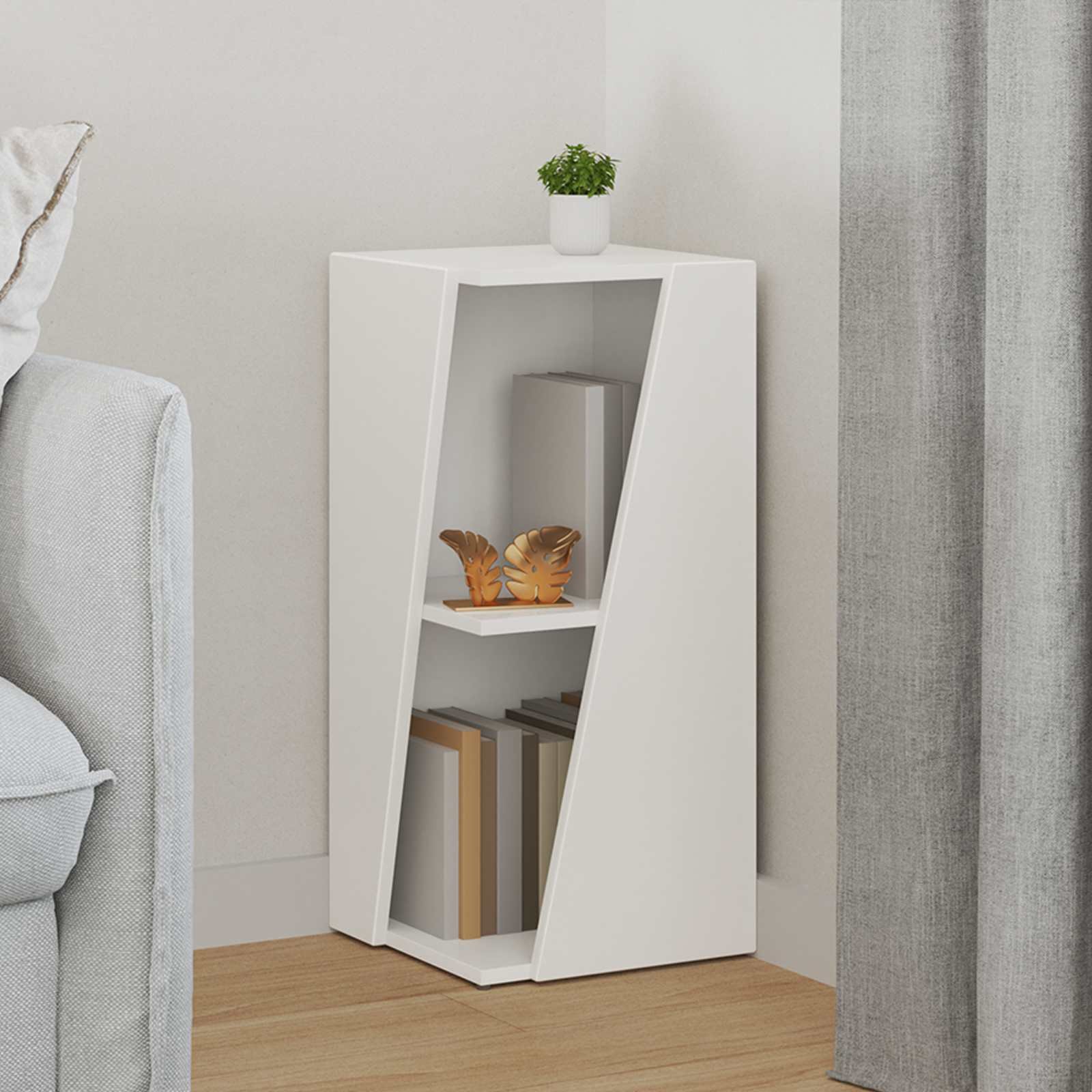 Walplus Engineered Wood Wall Shelf - White - 33 x 32 x 70.5 cm