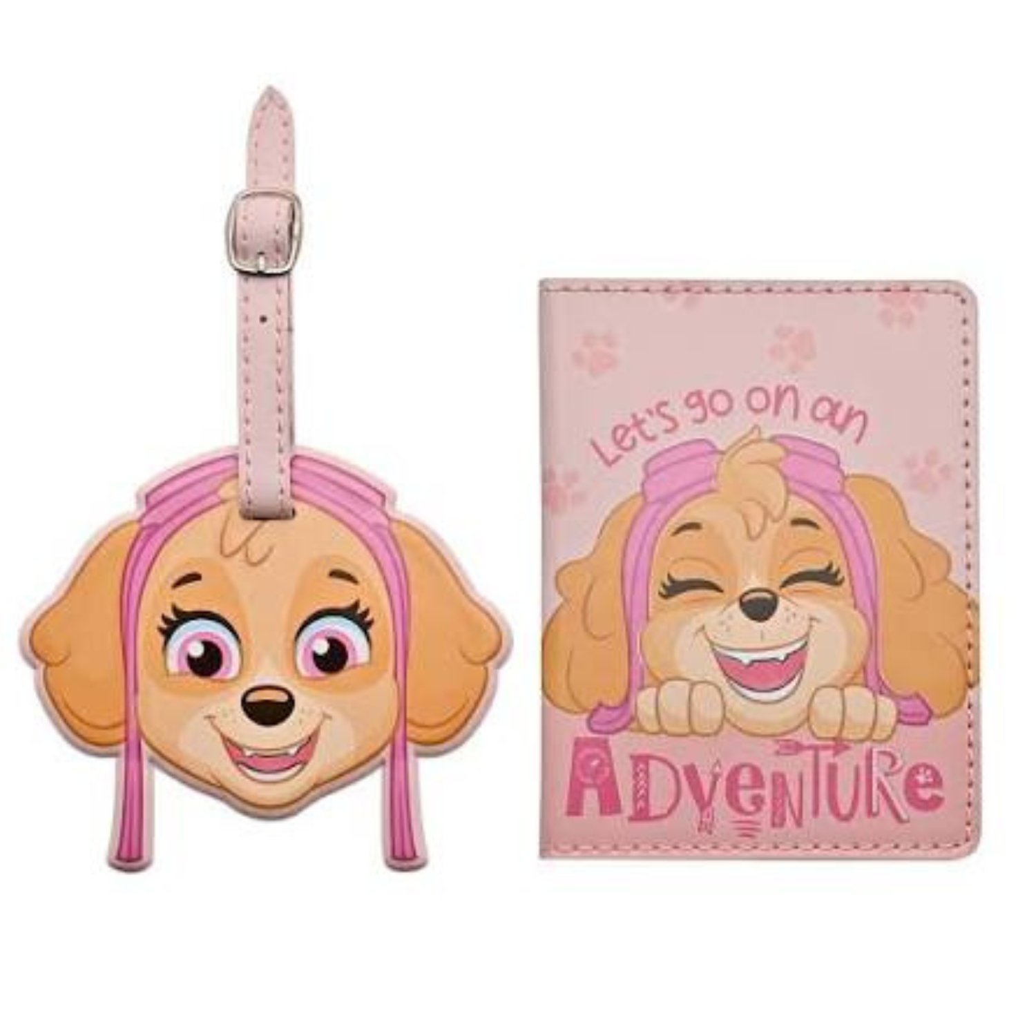 Widdop Paw Patrol Skye PU Leather Passport and Luggage Tag - Pink