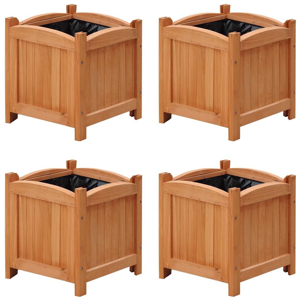 Walplus Pack of 4 Wood Raised Garden Bed - 30x30x30 cm