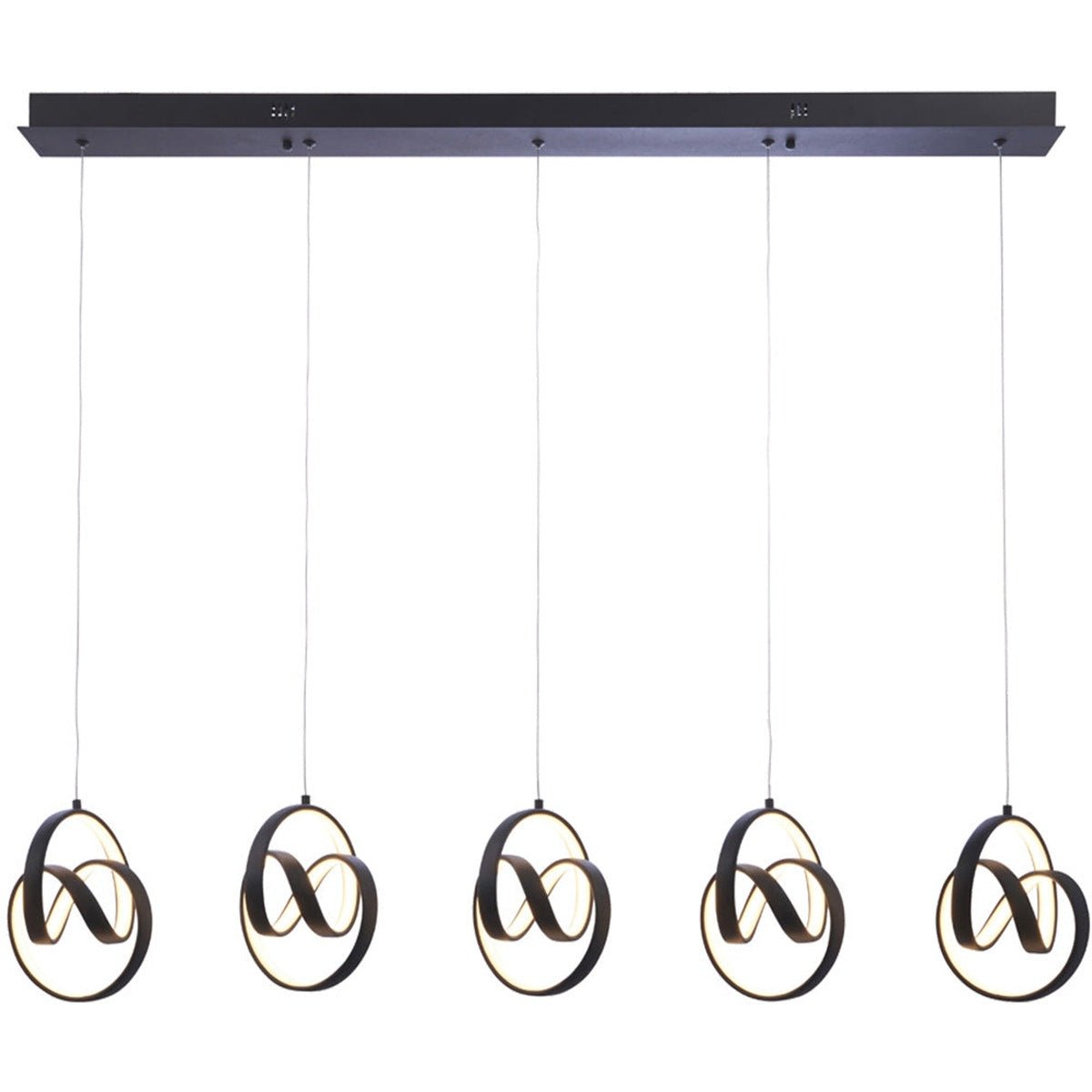 Loops Direct Steel and Aluminium 5-Light Linear Pendant - Textured Matt Black