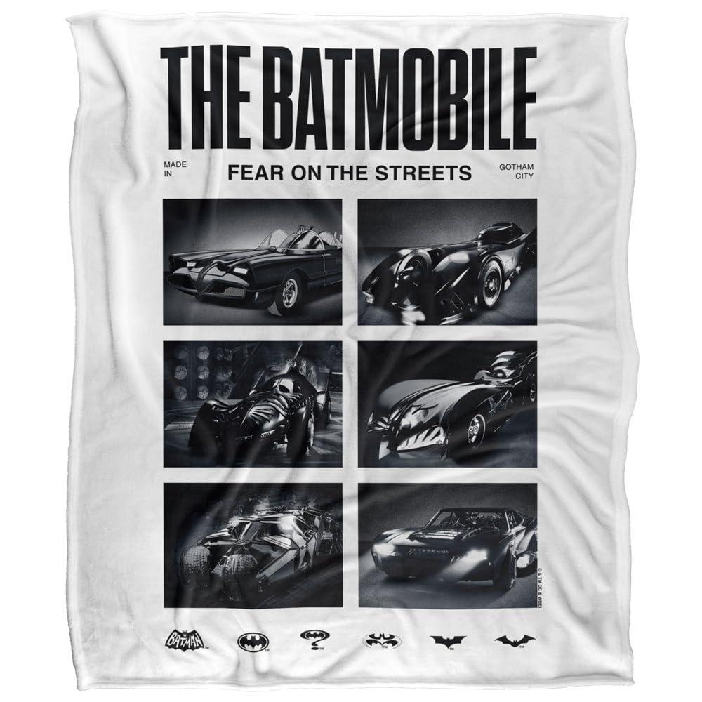 Batman Live Shots Batmobile Black & White Blanket - 152cm x 127cm