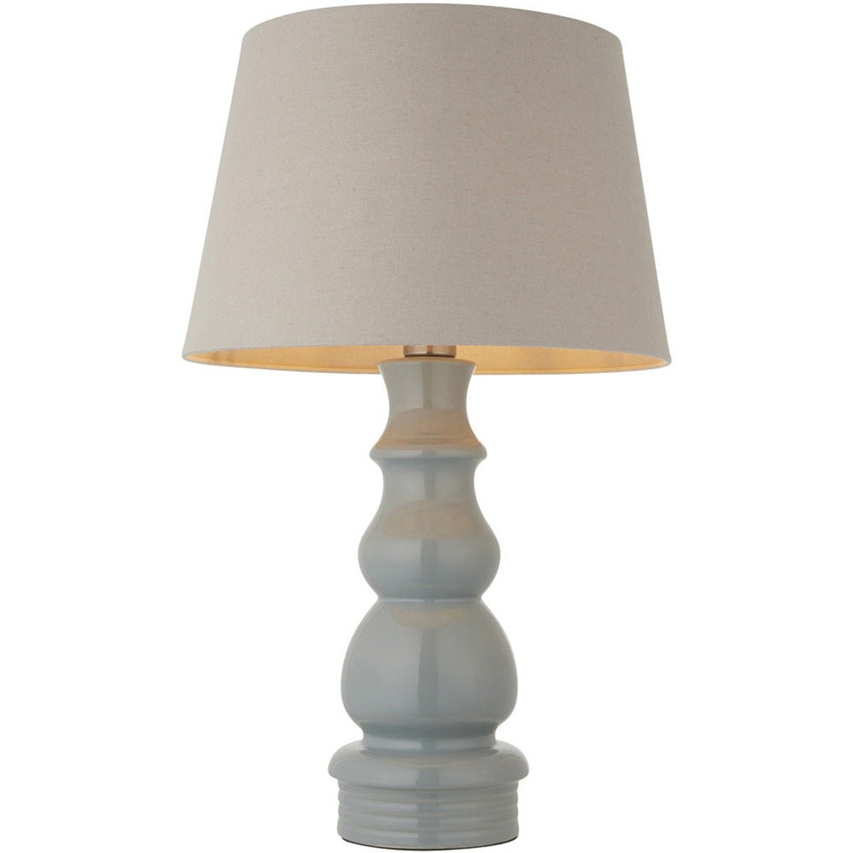 Loops Direct 40.5cm Ceramic Table Lamp - Blue Grey Glaze Grey Linen