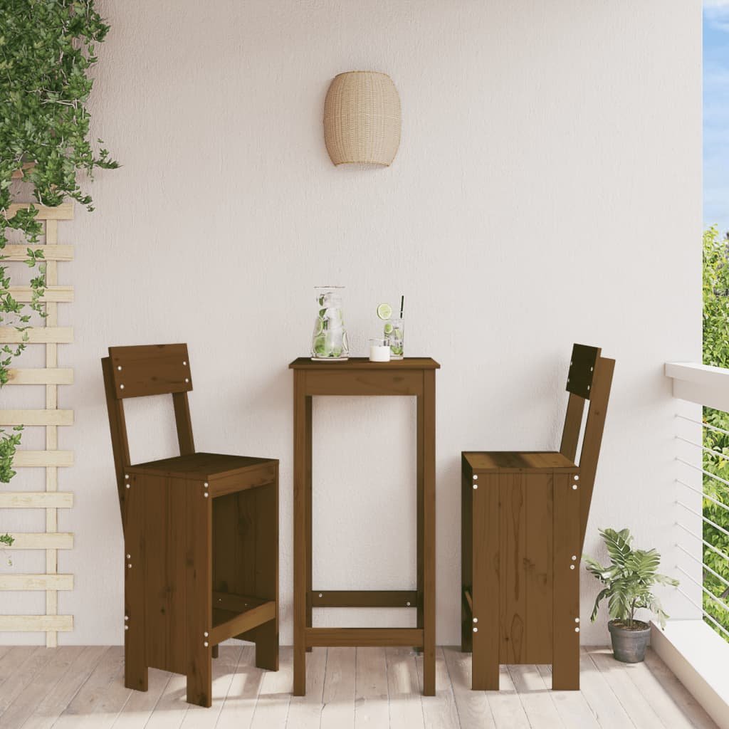 Walplus 2 Piece Wood Bar Stools - Honey Brown - 40 x 48.5 x 115.5 cm