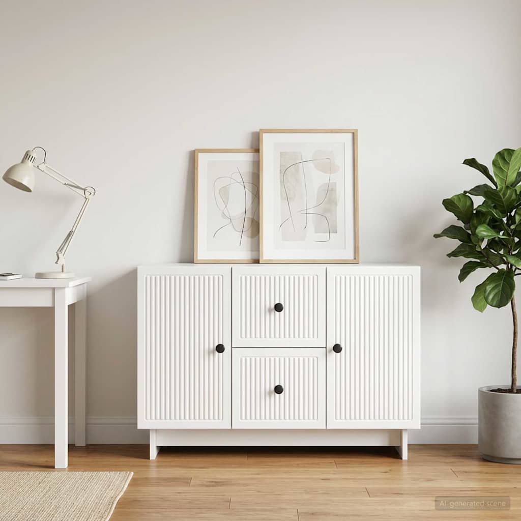 Walplus High Gloss Sideboard - High Gloss White - 89 x 34.5 x 60 cm