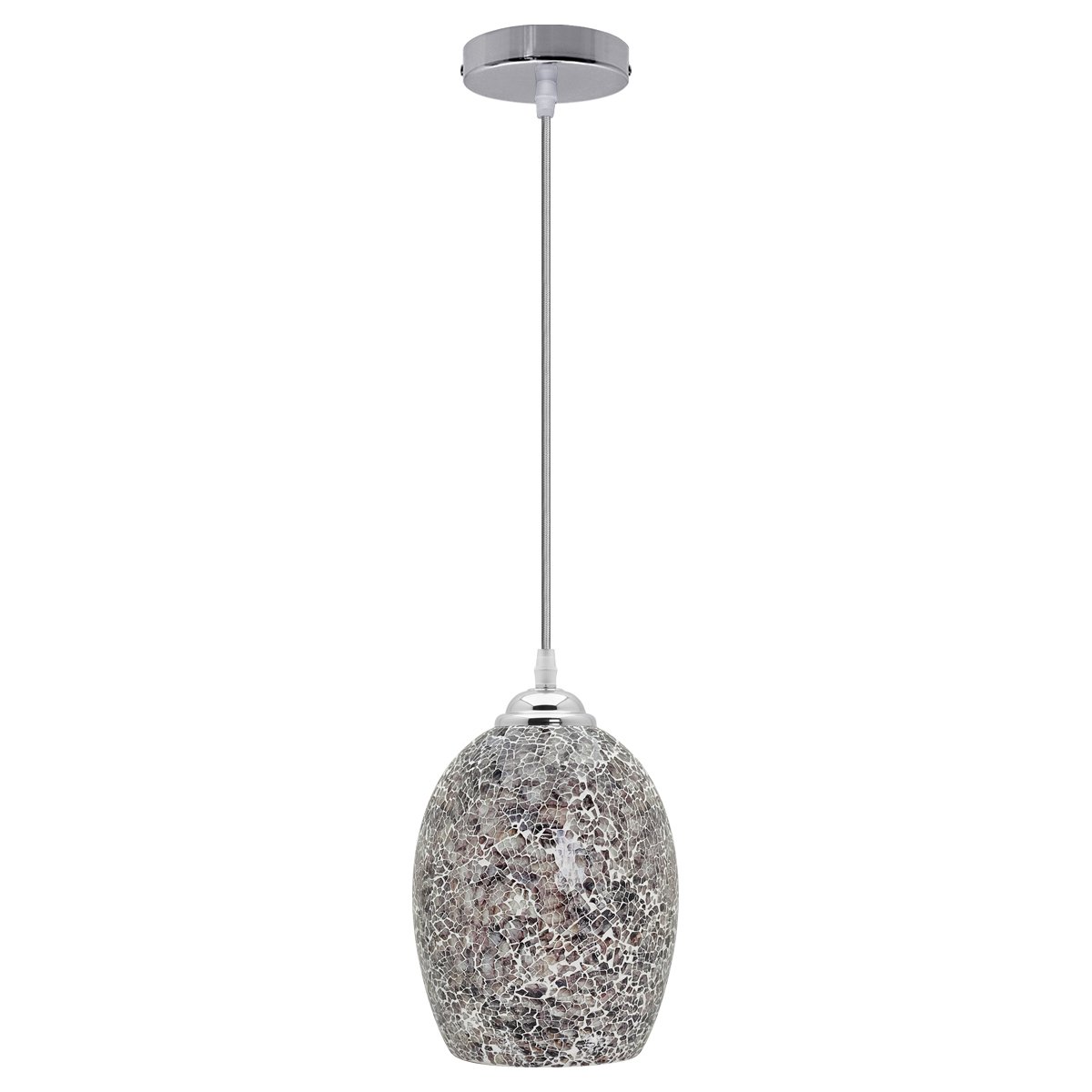Energy Light Bulbs Crackle Mosaic Glass Ceiling Pendant Light - Grey