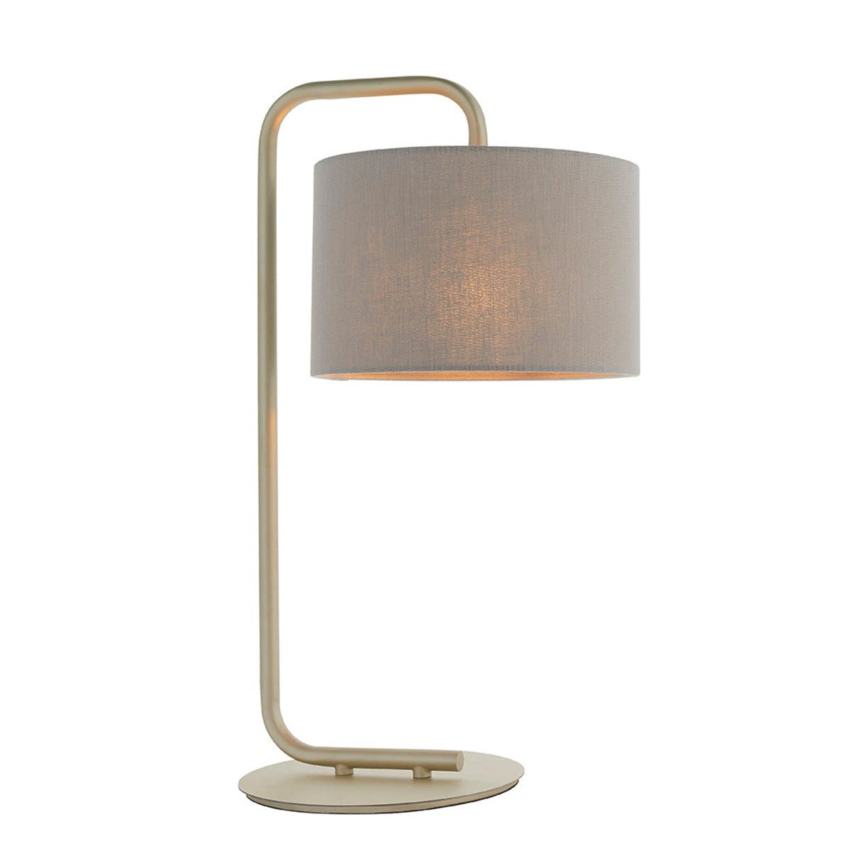 Loops Direct Steel and Fabric Table Lamp - Satin Champagne Grey