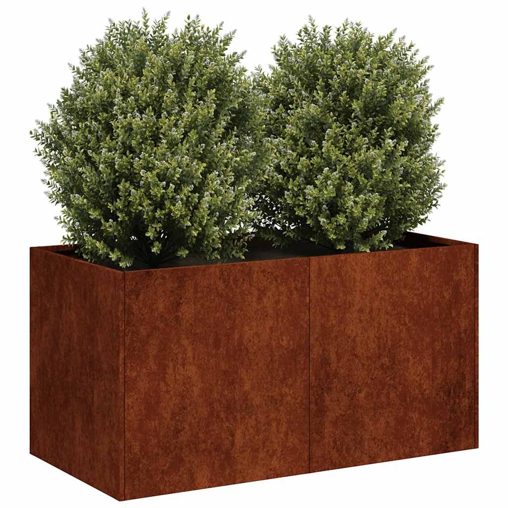 Walplus Corten Steel Garden Planter - Rusty - 80 x 40 x 40 cm
