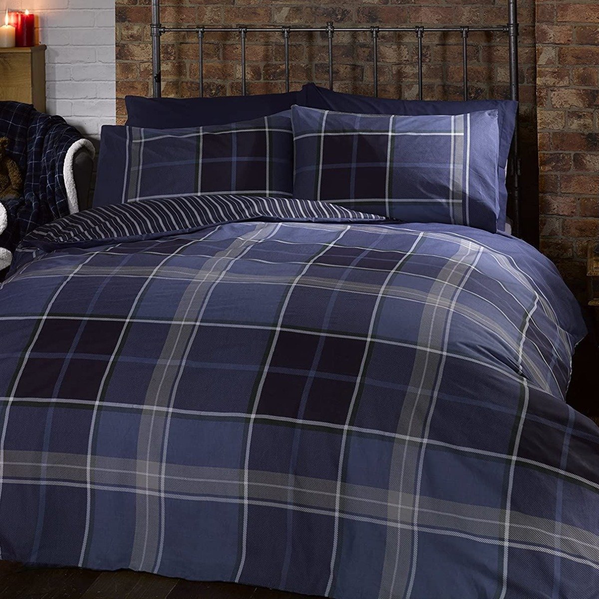 Rapport Argyle Blue Duvet Cover Set - Double