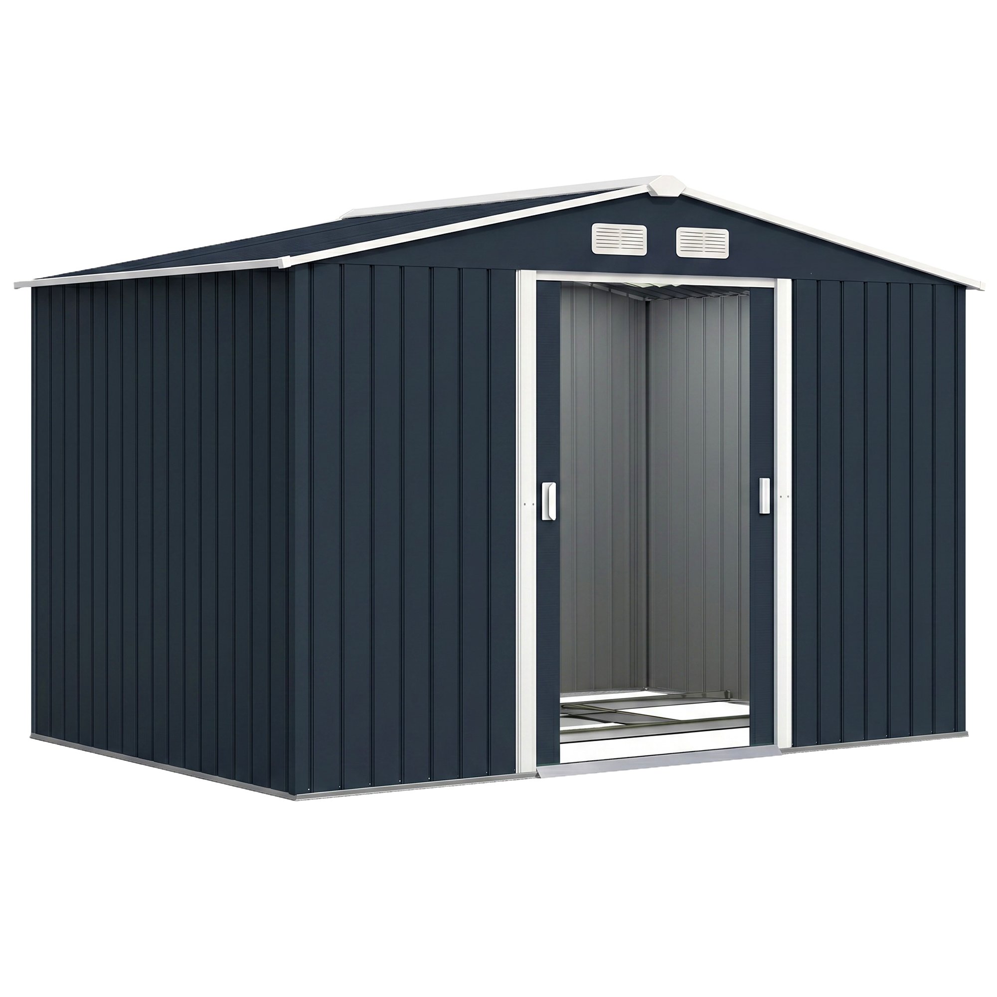 Outsunny Metal Garden Shed with Ventilation Slots and Foundation Kit - Dark Grey