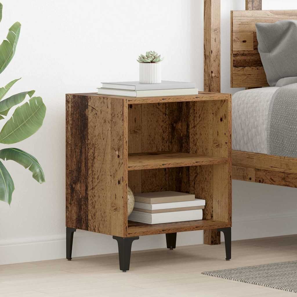 Walplus 1 Shelf Engineered Wood Bedside Cabinet - Dark Wood - 40 x 30 x 50 cm