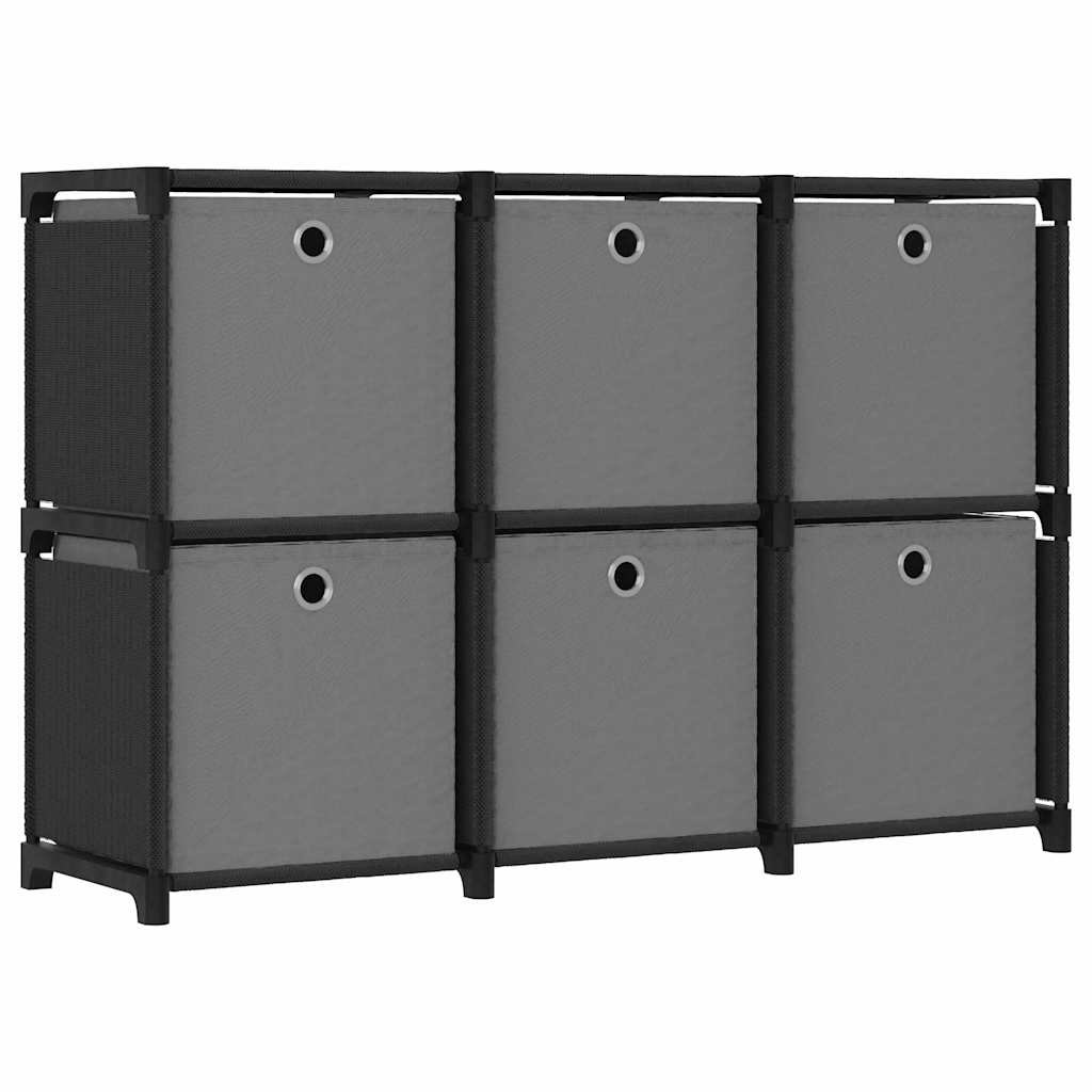 Walplus 6 Compartment Steel Display Shelf - Black and Grey - 103 x 30 x 72.5 cm
