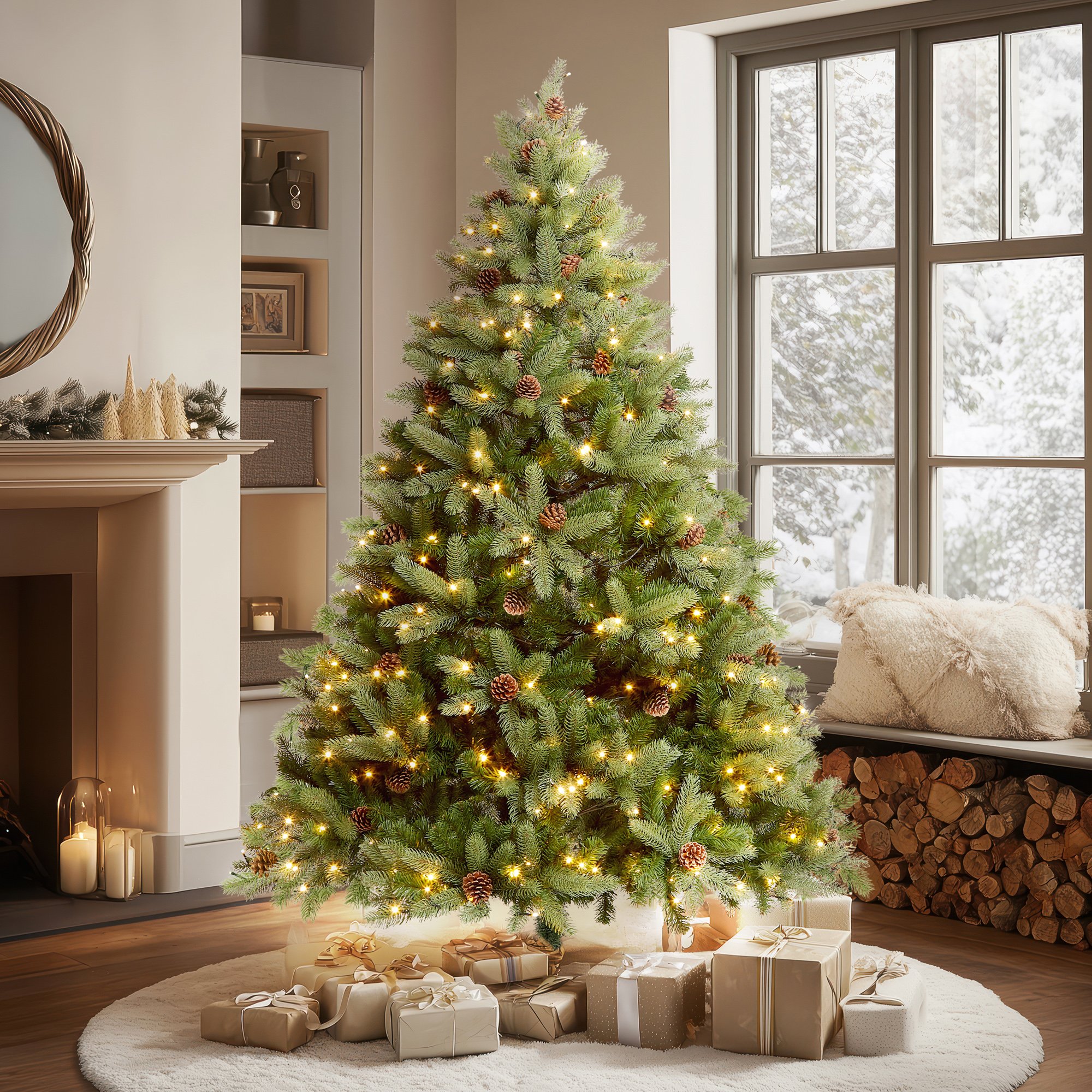 VeryMerry Ascot Pre-Lit Christmas Tree with Warm White LEDs - 7FT