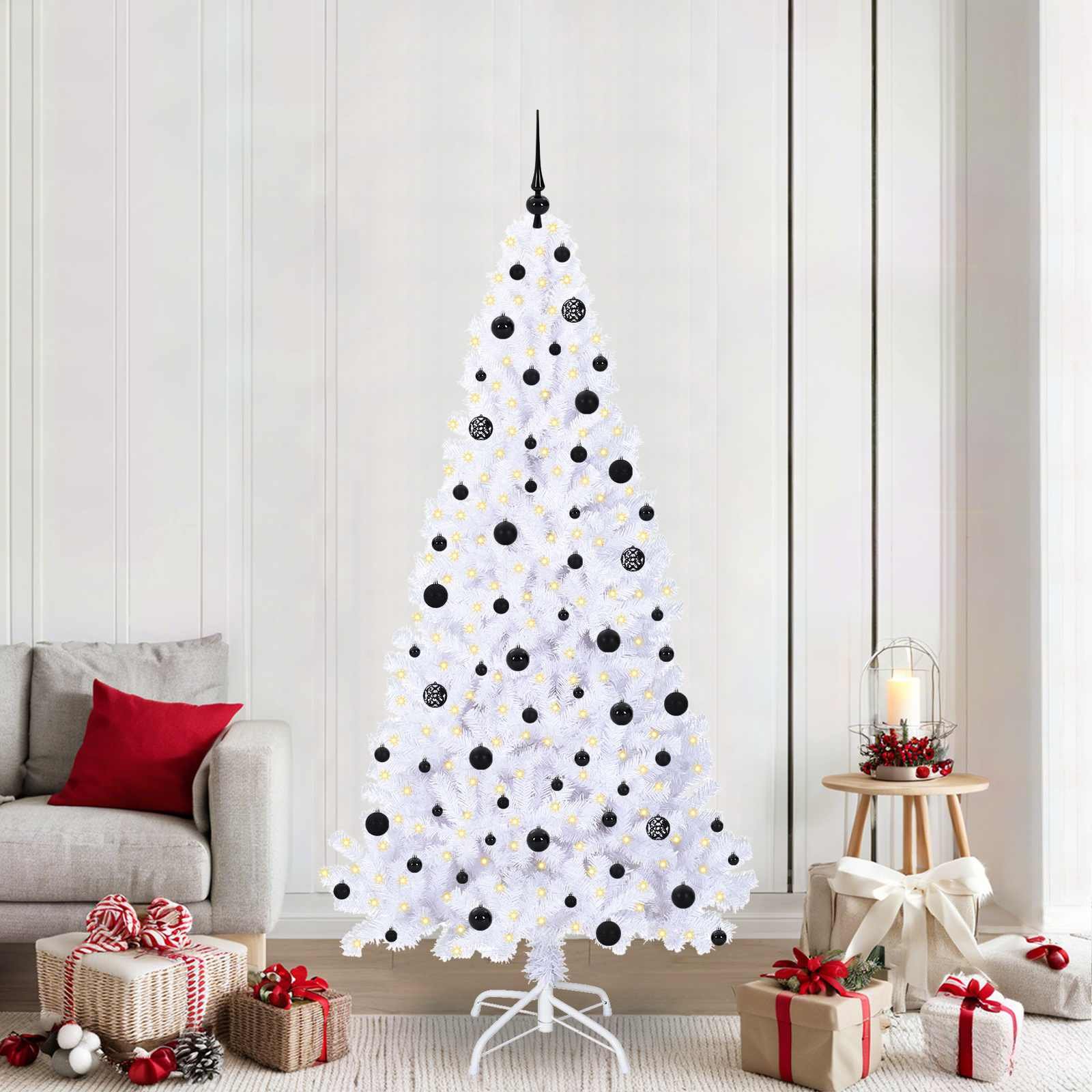 Walplus 300 LED Lights Artificial Christmas Tree 110 cm Wide - White - 210 cm