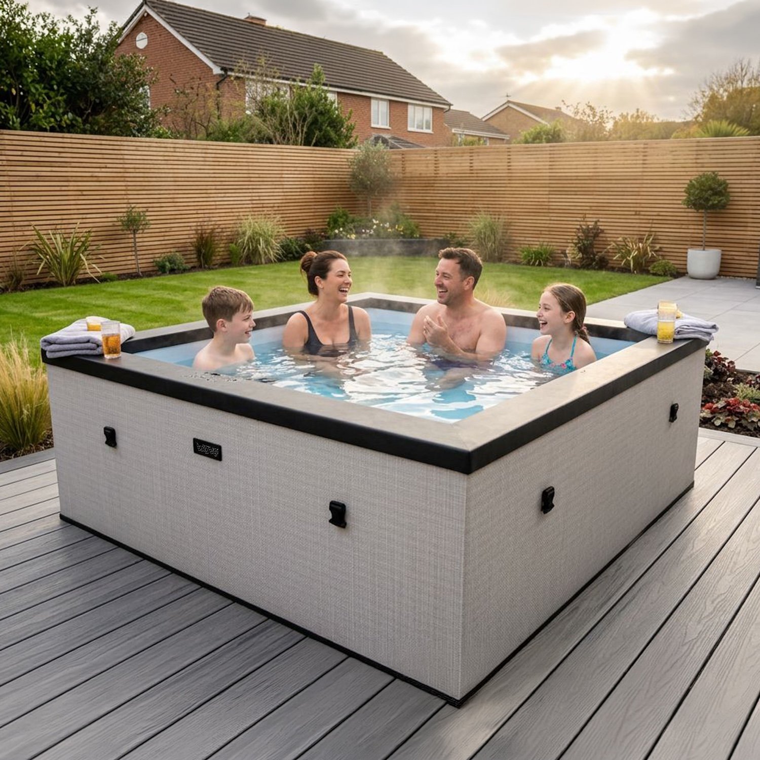 Wave Garda 6-Person Eco Foam Hot Tub with Integrated Heater - Graphite Grey