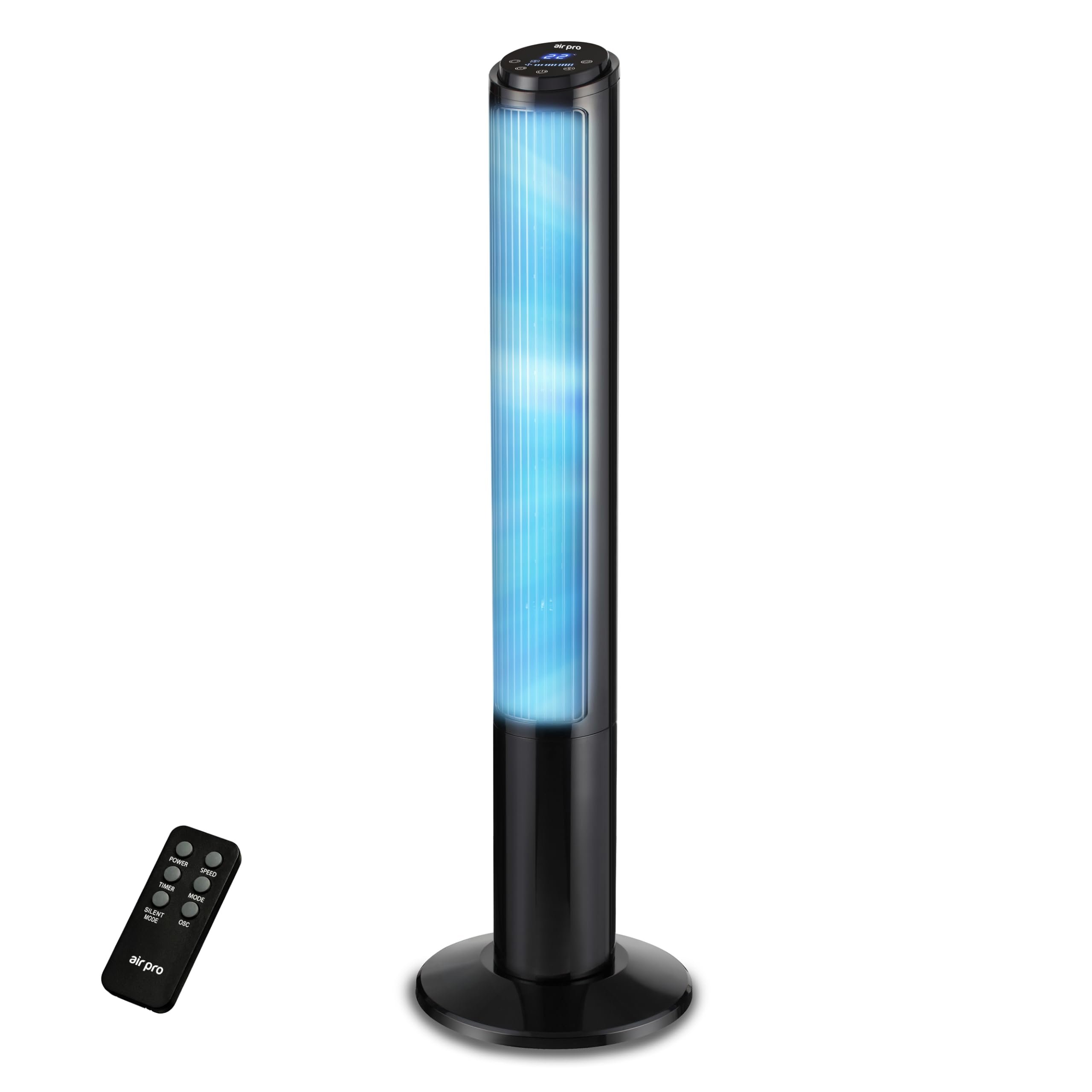 Air Pro 40in Tower Fan SmartVoice Control Fan with 3 Speeds & 15H Timer - Black