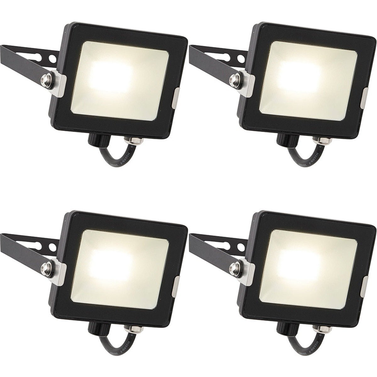 Loops Direct Pack of 4 18.6cm Aluminium LED Floodlight - Matt Black High