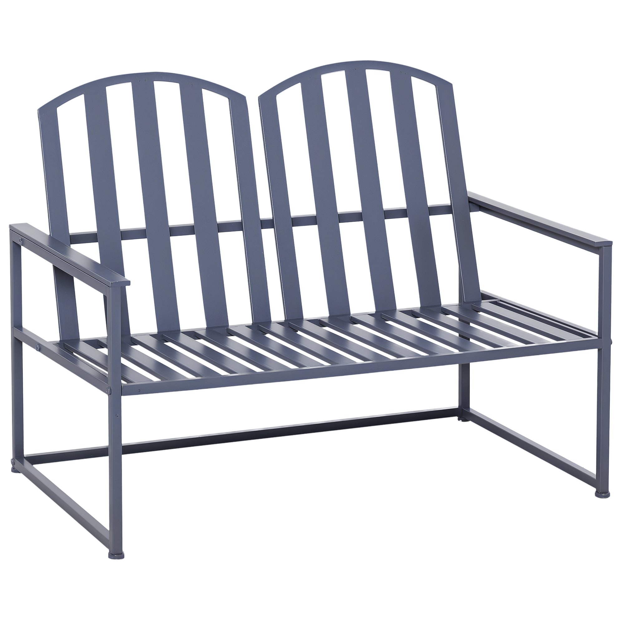 Outsunny 2 Seater Steel Garden Bench for Outdoor Park - Grey