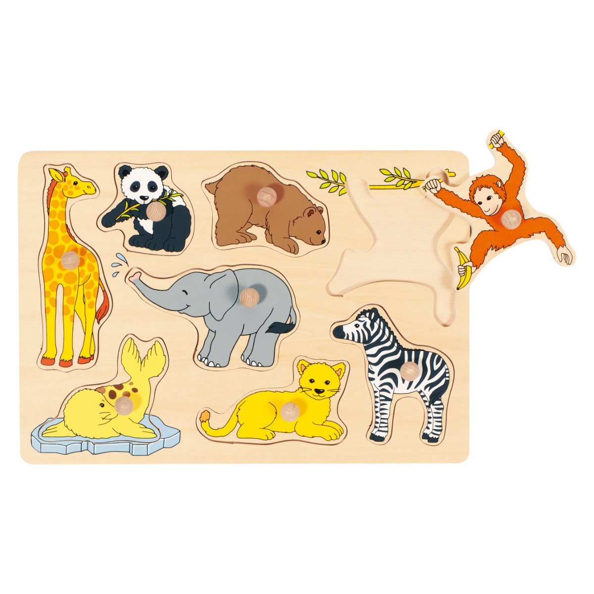 Goki Wild Baby Animals 8 Piece Lift Out Wooden Puzzle