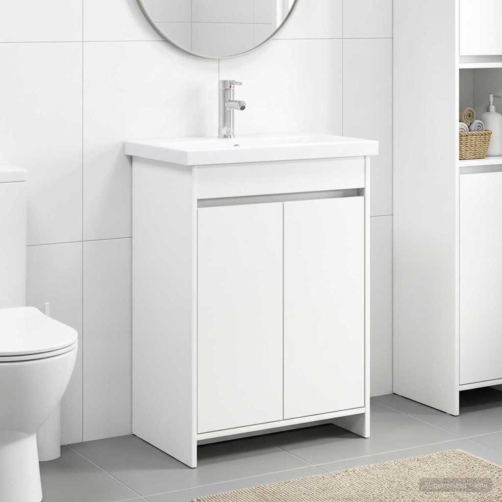 Walplus Engineered Wood Bathroom Set with 1 Shelf - White - 81 x 40 x 84.5 cm