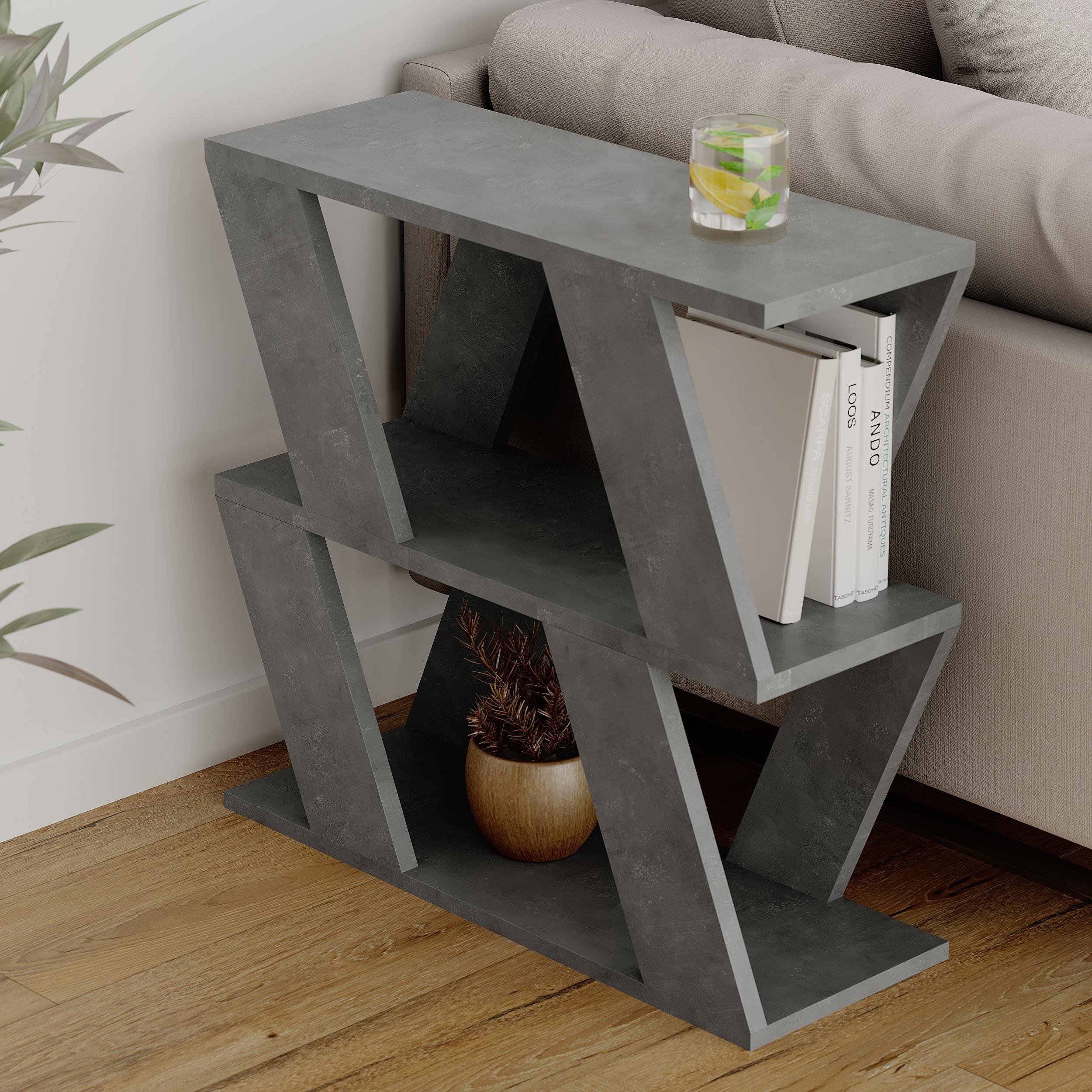 Decortie Lazena Melamine Particleboard 3-Tier Side Table - Grey