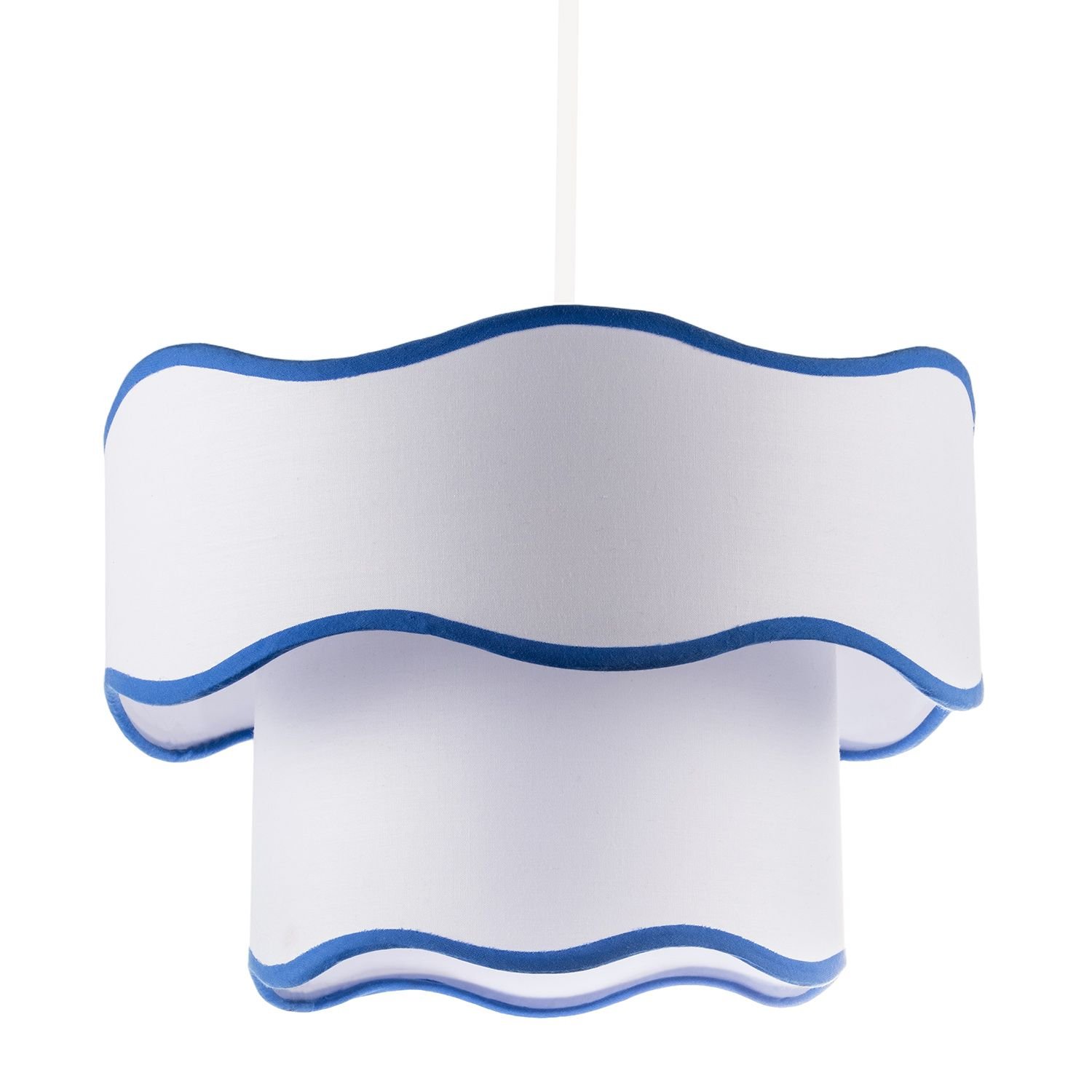 Happy Homewares Blue Tiered Double Layer White Cotton Pendant Shade - 30cm