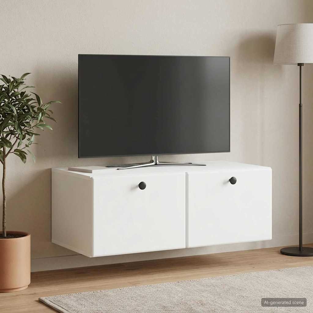 Walplus Wood Wall Mounted TV Cabinet Wall-Mounted - White - 78.5 x 41 x 30 cm