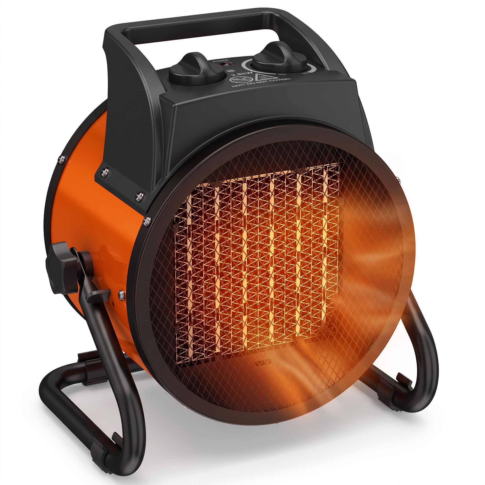 Outsunny Small Space Industrial Fan Heater 2800W with Tilting - Orange
