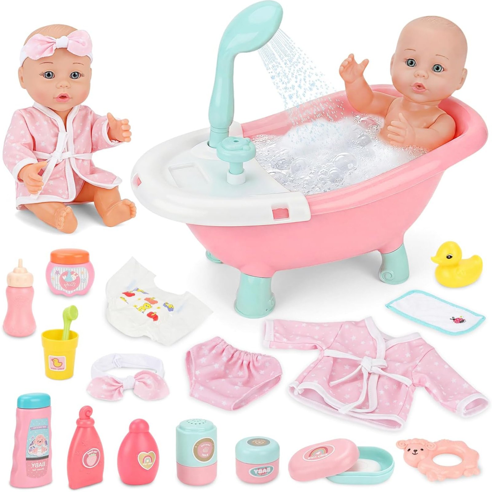 deAO Doll Bath Playset - Pink