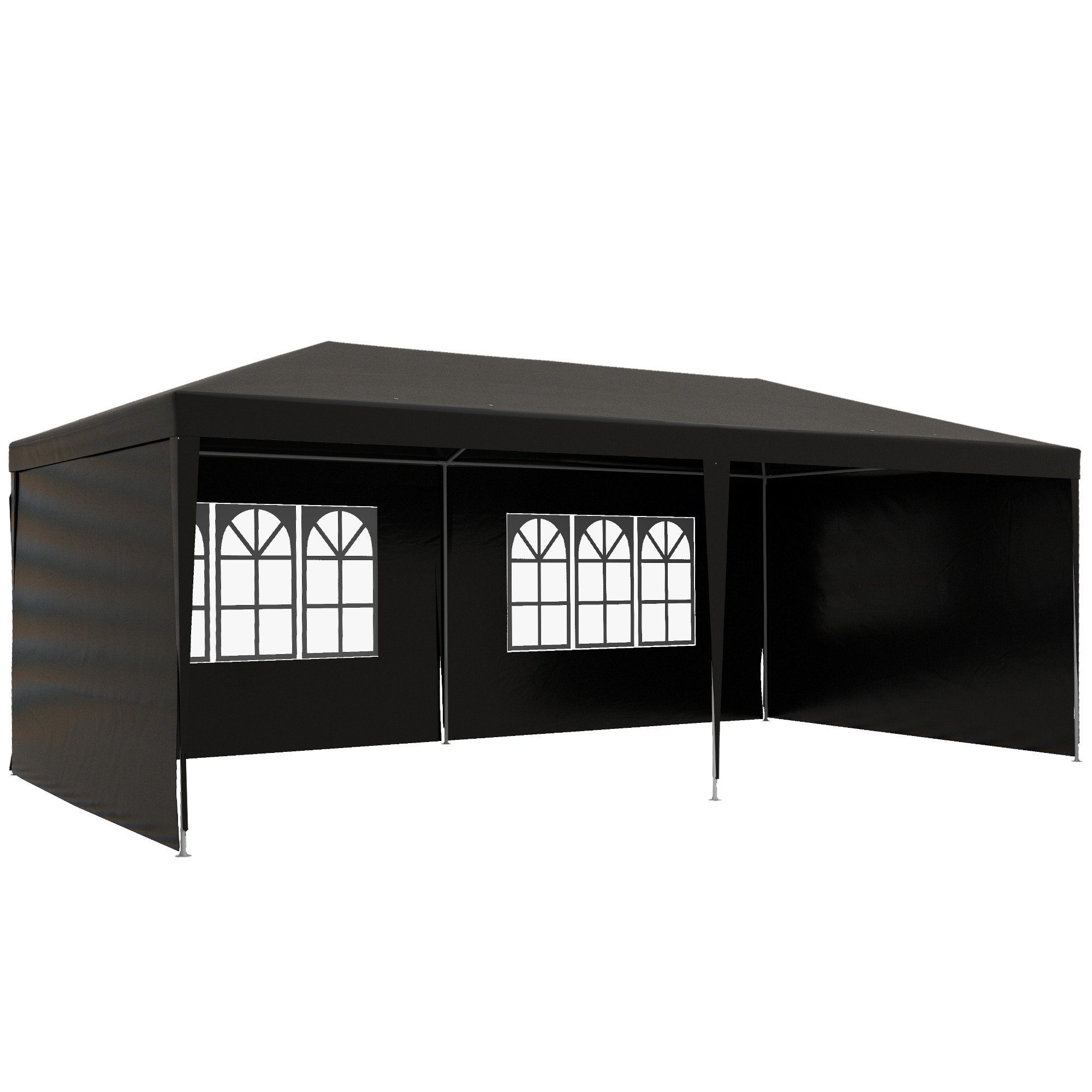 Outsunny 2 Window Steel Frame Party Tent - Black