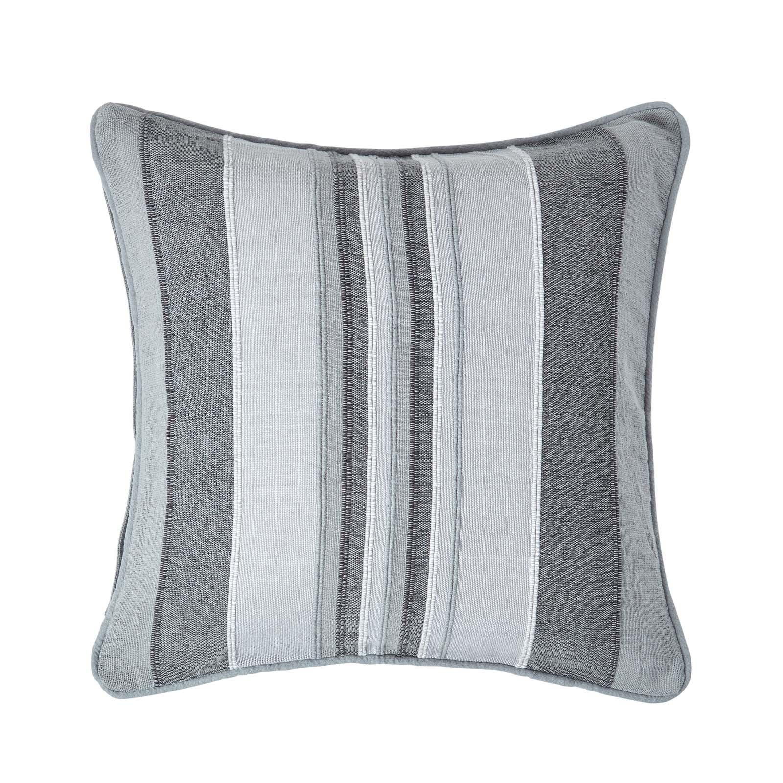 Homescapes Grey Morocco Cotton Striped Cushion Cover - 45 x 45 cm