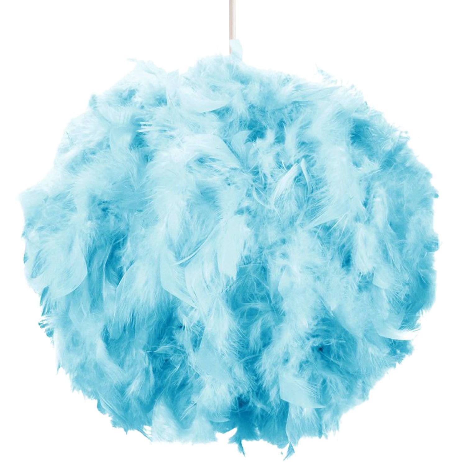 Happy Homewares Teal Genuine Feather Decorated Pendant Shade - 40cm