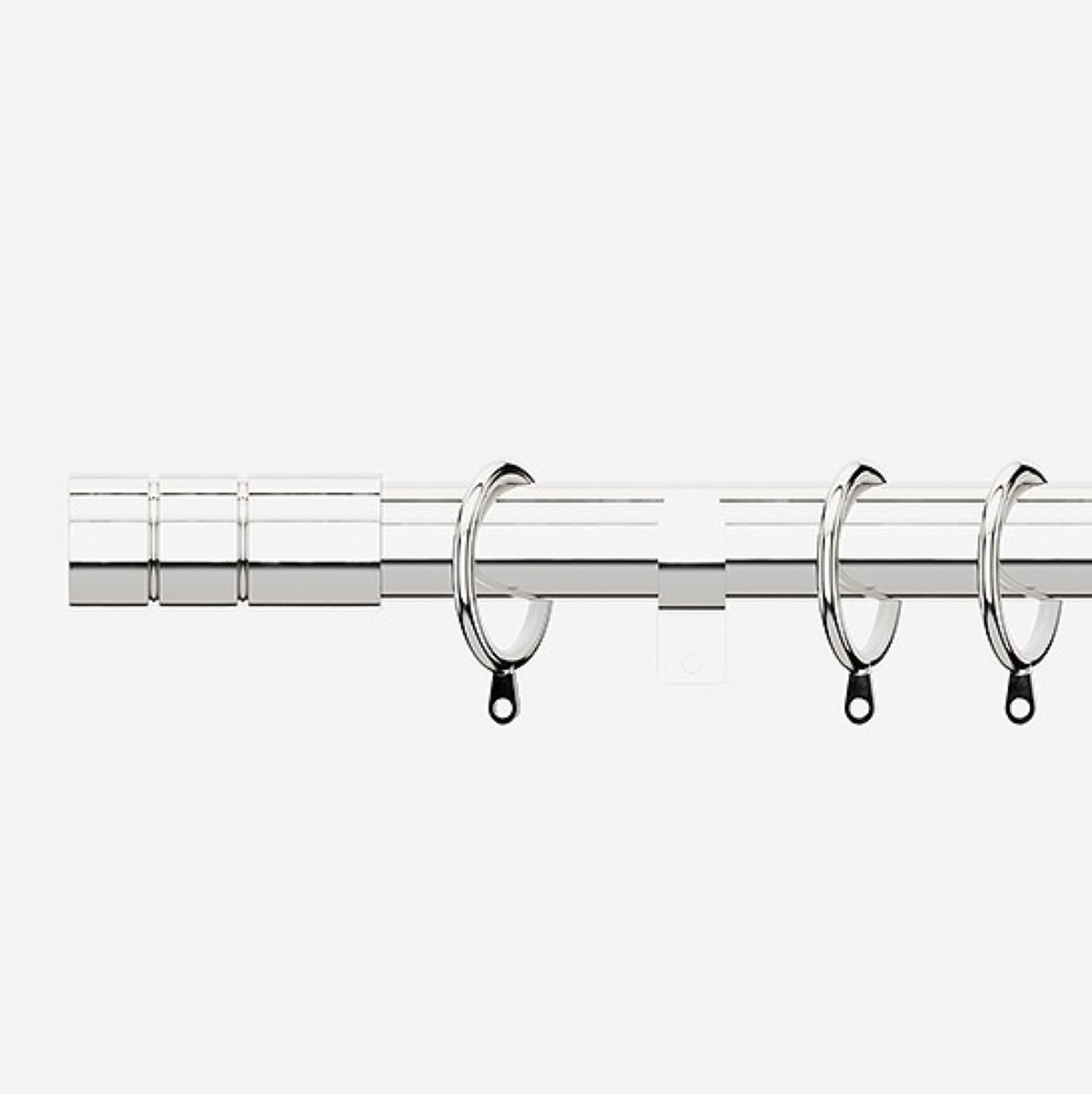 New Edge Blinds Polished Chrome 28mm Barrel Fixed Metal Curtain Pole - 150cm