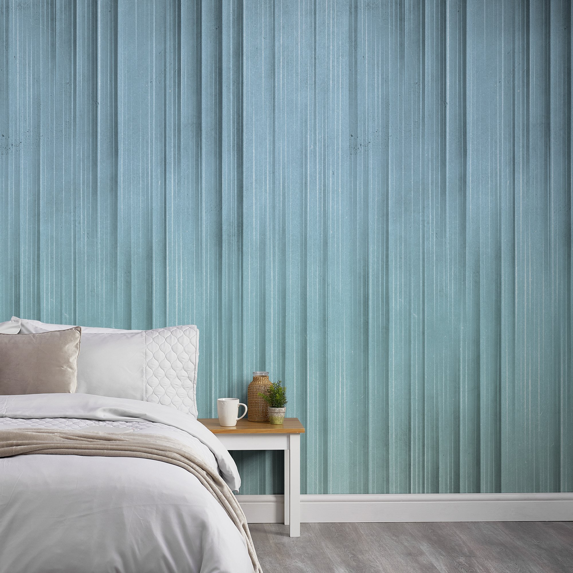 Grandeco Concrete Ombre 3 Lane Repeatable Textured Wallpaper Mural  - Blue