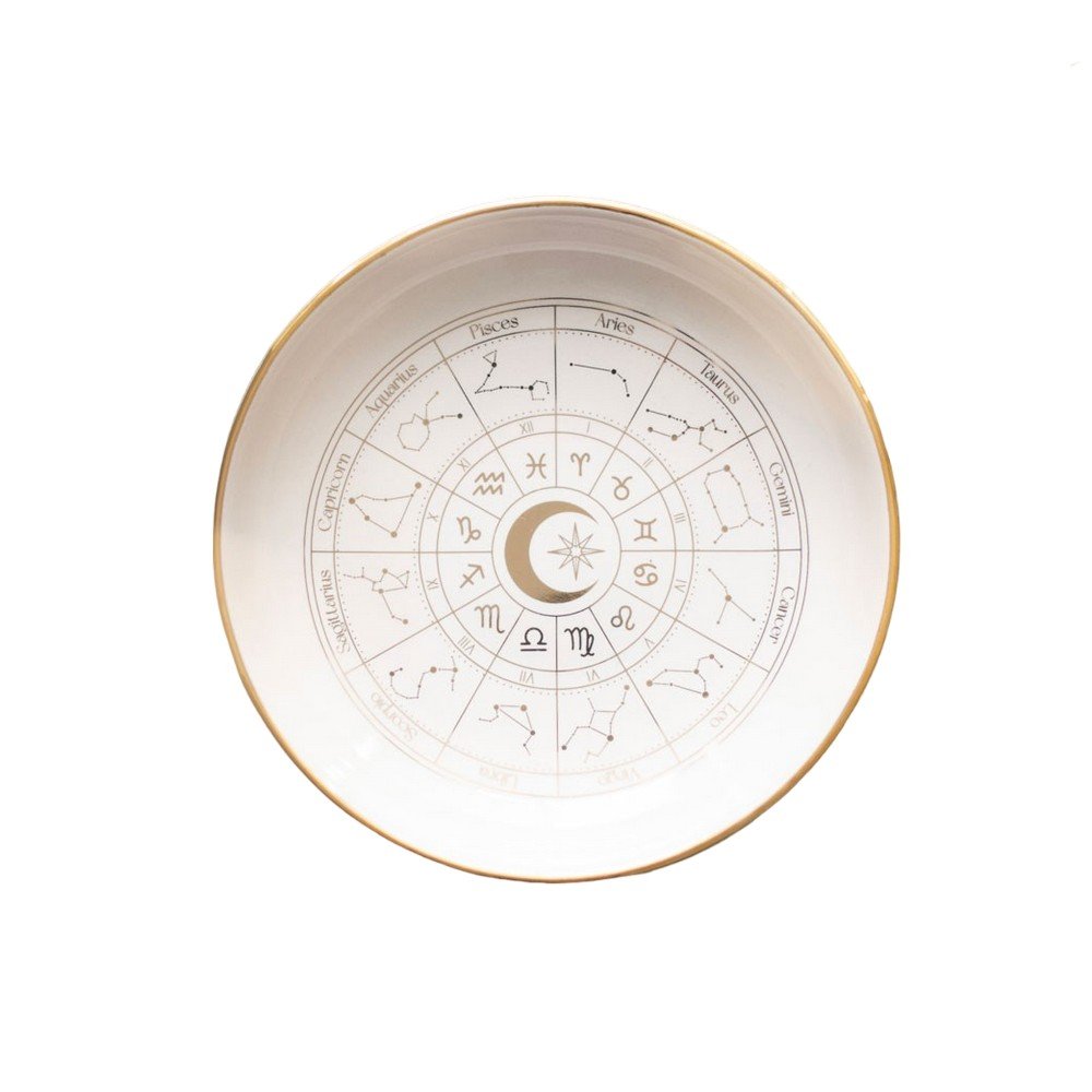 Something Different Astrology Wheel Trinket Dish - Off White