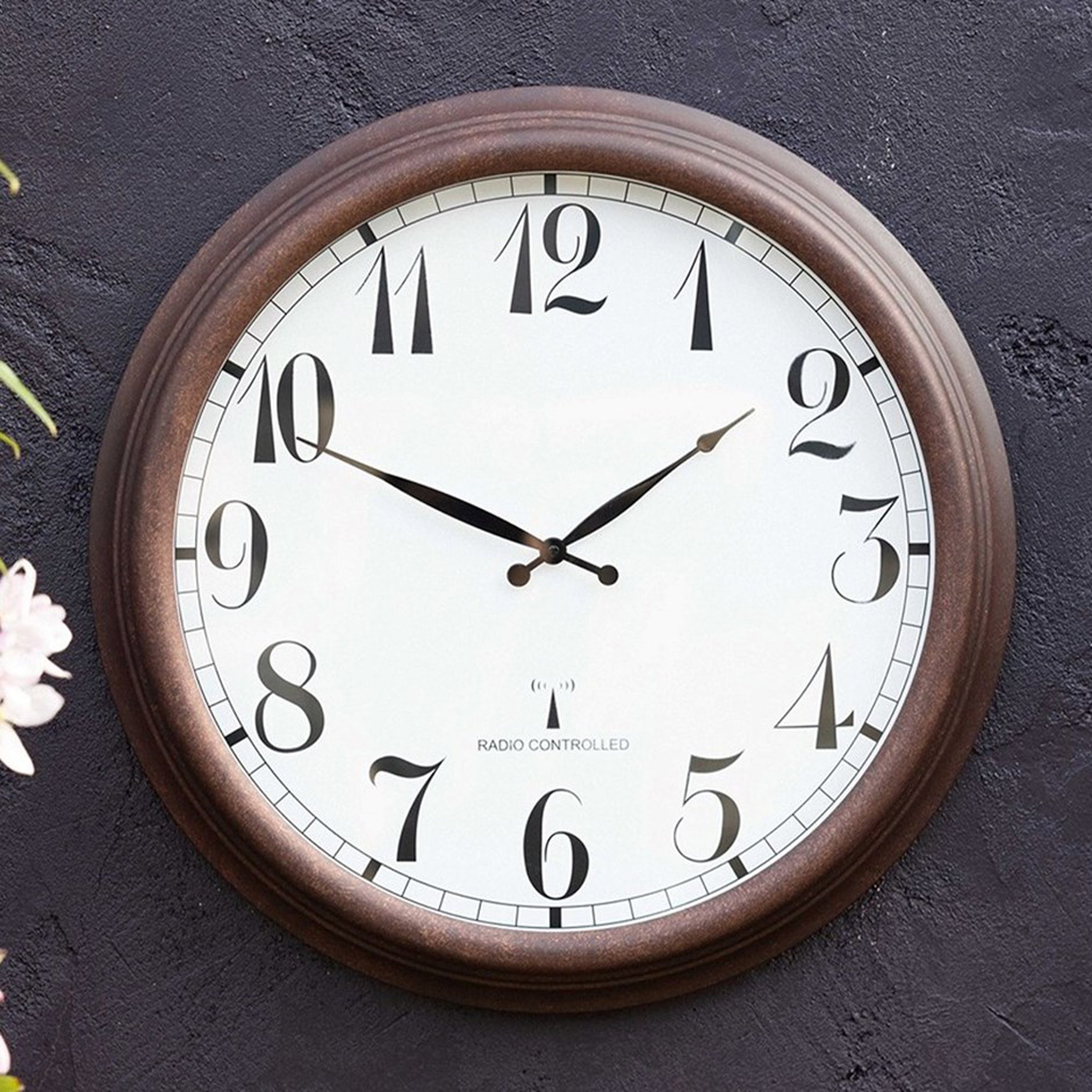 Primrose Radio Controlled 57.5 cm Perfect Time Outdoor Garden Clock - Brown