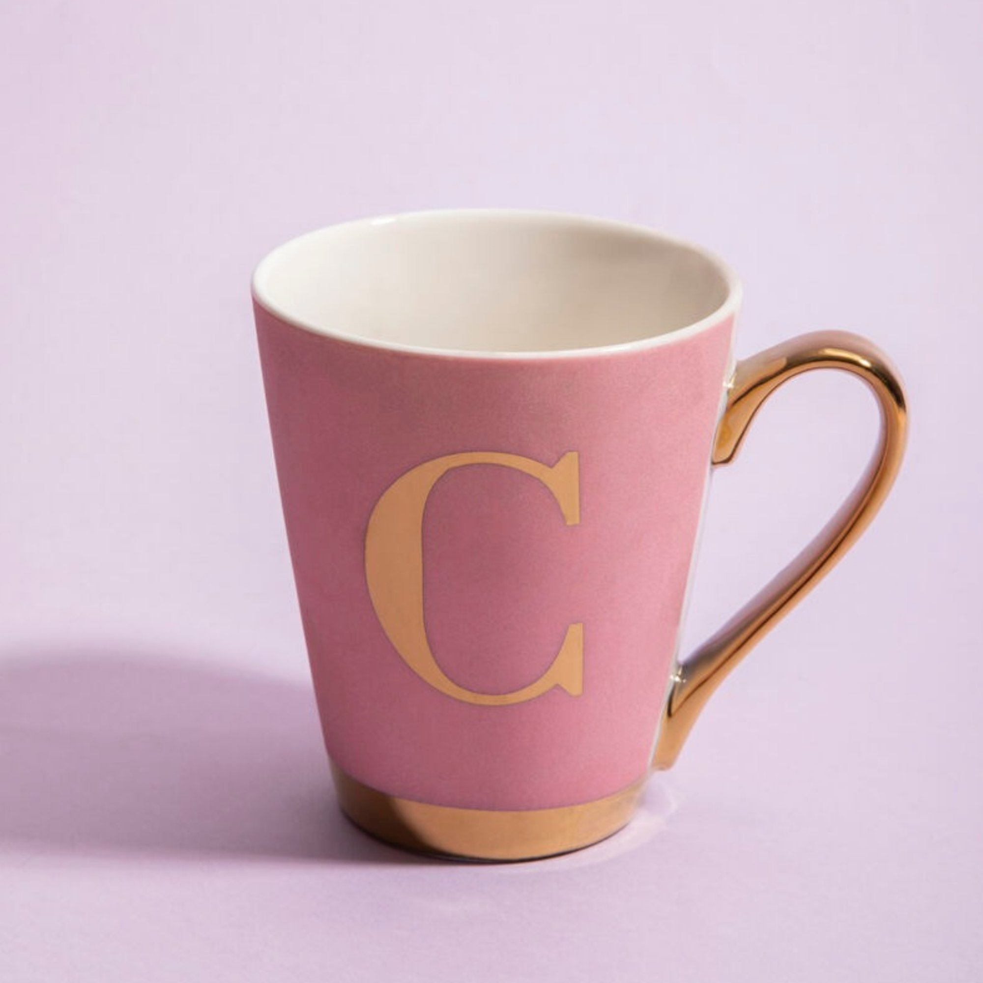 Orsina Frosted Deco C Marble Effect Monogram Mug – Pink