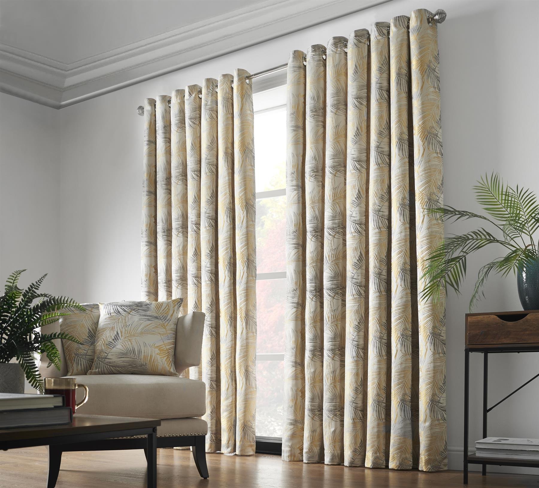 Alan Symonds Fiji Eyelet Curtains - Ochre - 168 x 229cm