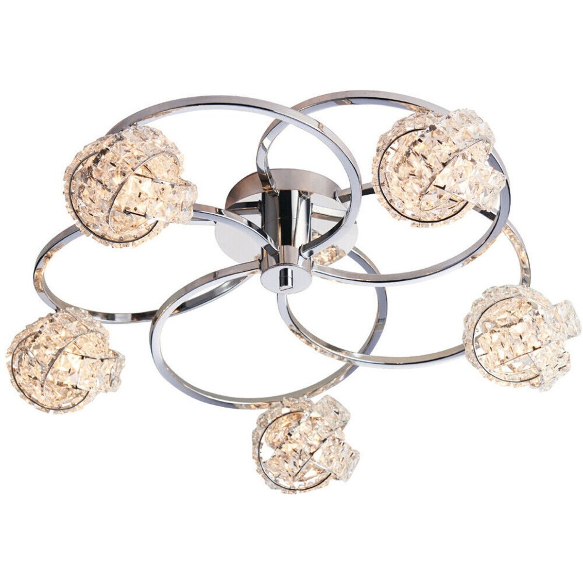 Loops Direct Steel and Glass Semi Flush Ceiling Light - Chrome and Clear