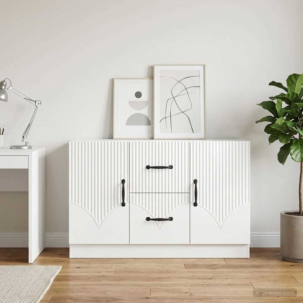 Walplus High Gloss Sideboard - High Gloss White - 89 x 34.5 x 57 cm