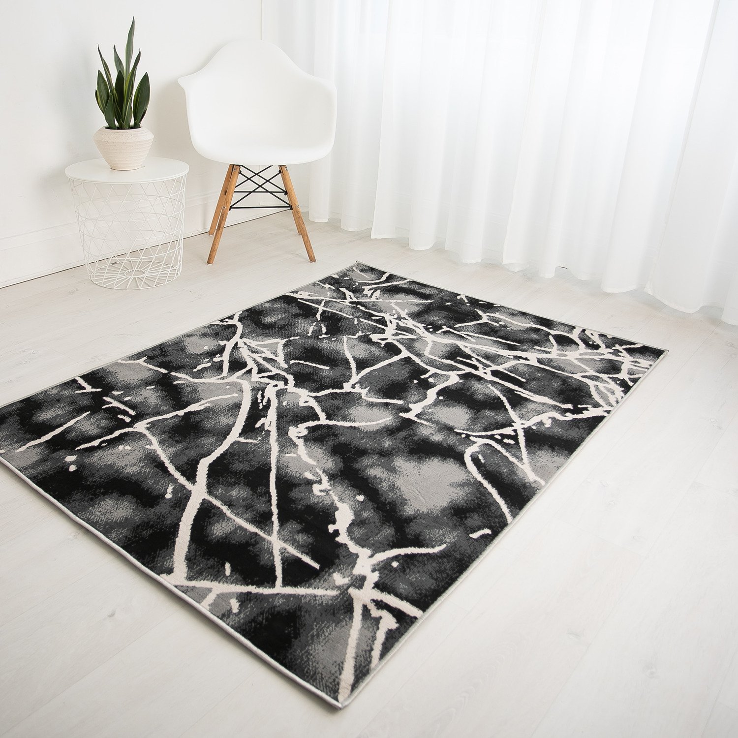 DS Living Onyx Patterned Rug - Anthracite & Black - 170x120cm
