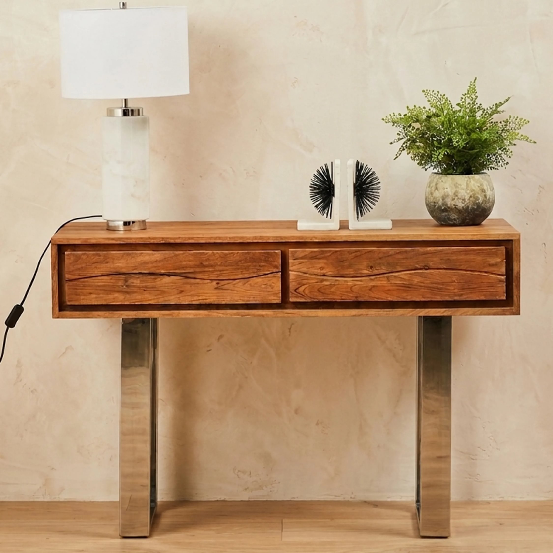 Orsina Simla Acacia Wood 2 Drawer Console Table – Two Tone