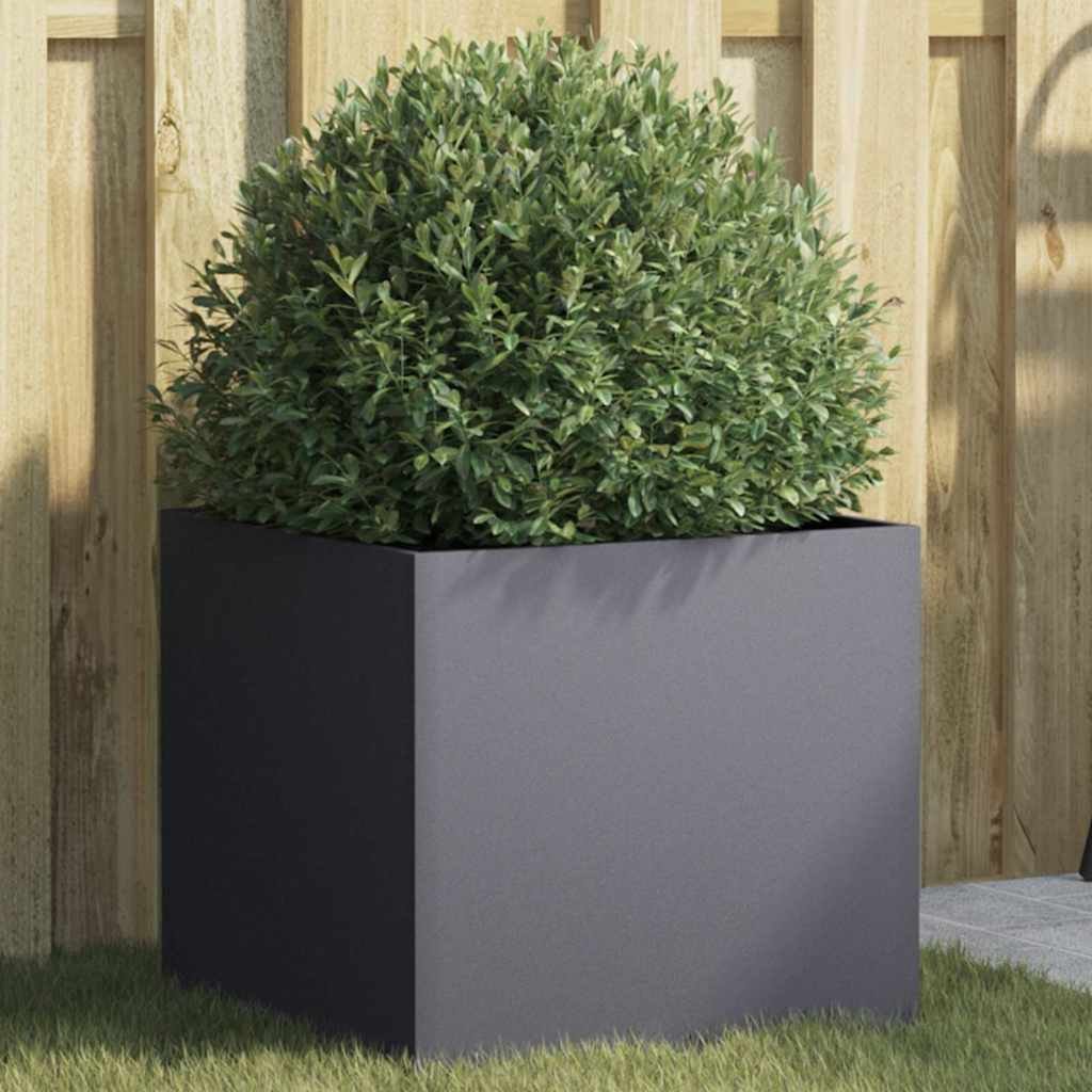 Walplus Steel Garden Planter - Anthracite - 42 x 40 x 39 cm