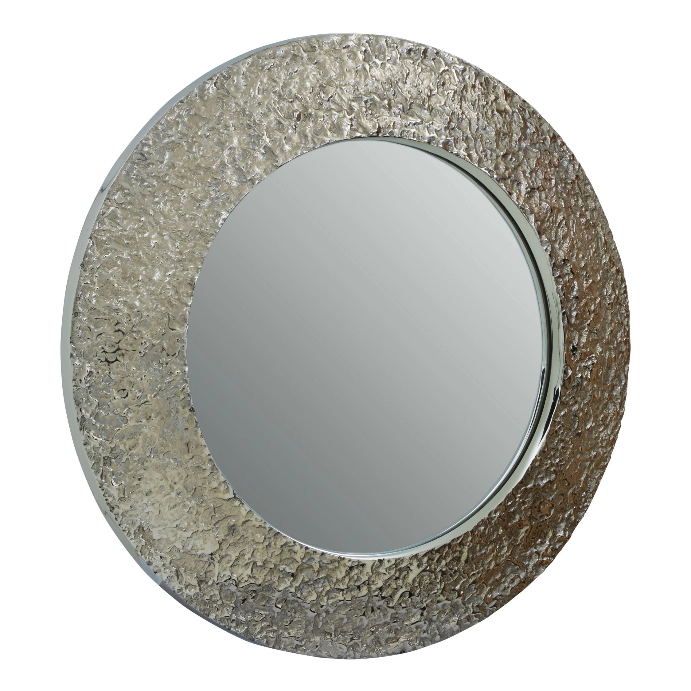 Orsina Akola Nickel Finish Round Wall Mirror – Silver
