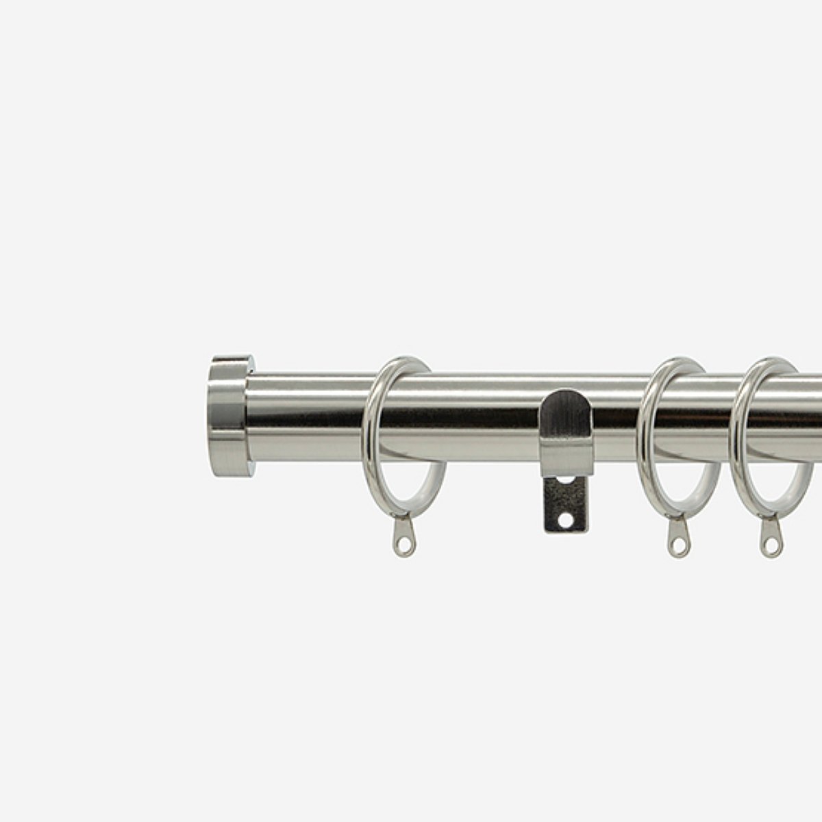 New Edge Blinds Stainless Steel 28mm Stud Fixed Metal Curtain Pole - 200cm